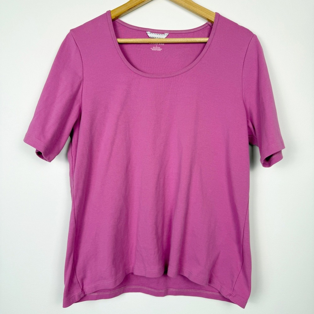 Lands End Pajama Set Women L 14-16 Pink Short Sleeve Shirt and Shorts Loungewear - Picture 2 of 5